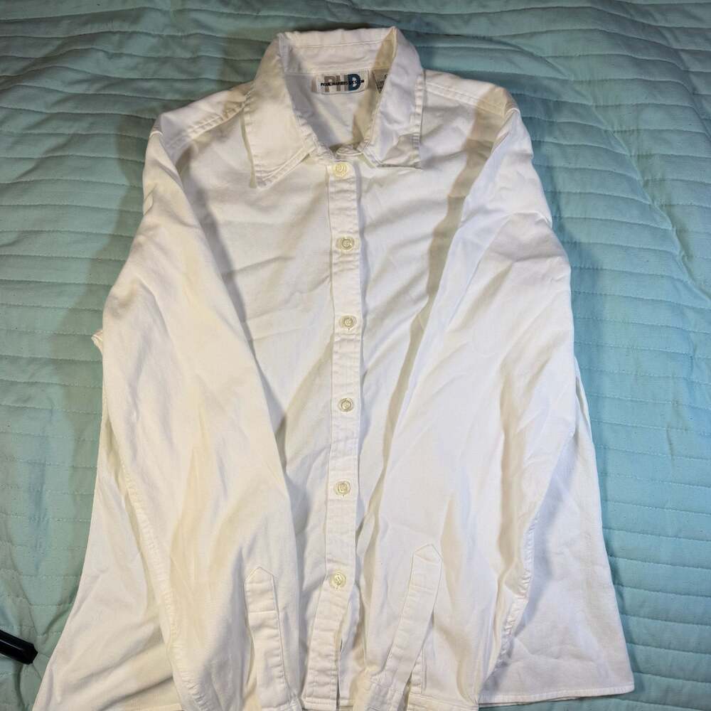 Paul Harris Design PhD Vintage White Long Sleeve Corduroy Button-Down Shirt